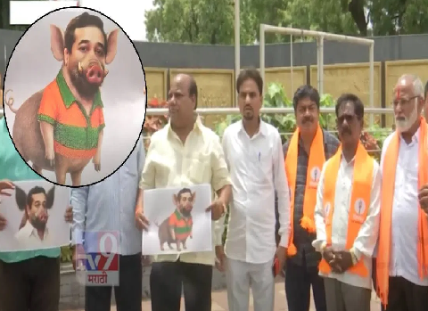डुक्कराला मंत्री नितेश राणेंचा चेहरा